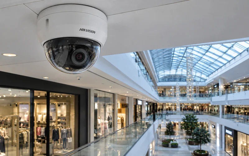 Купольная Hikvision в торговом центре с обзором витрин